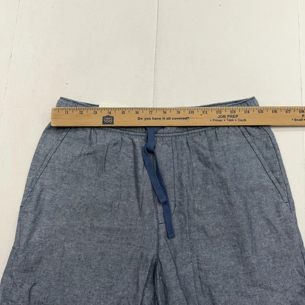 Banana Republic Shorts Mens Small 32 Blue Linen Chino Drawstring 7 Inseam Casual